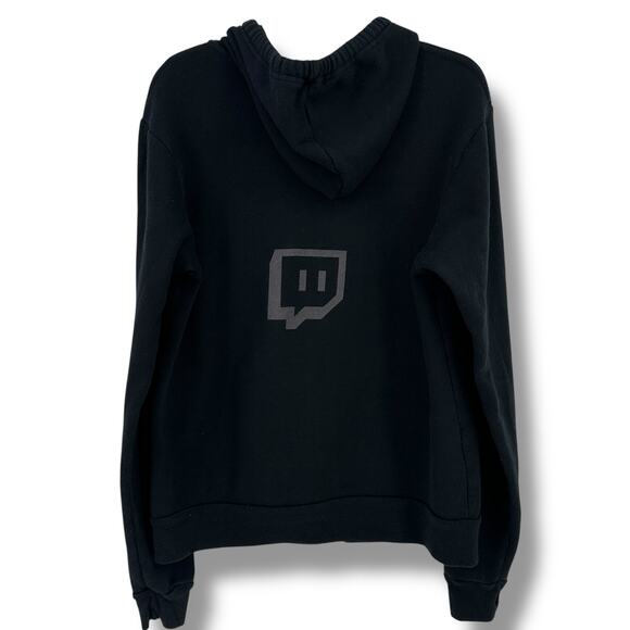 Twitch Partner Full Zip Front Back Print Hoodie Jacket Mens Size Medium Black - Picture 5 of 8